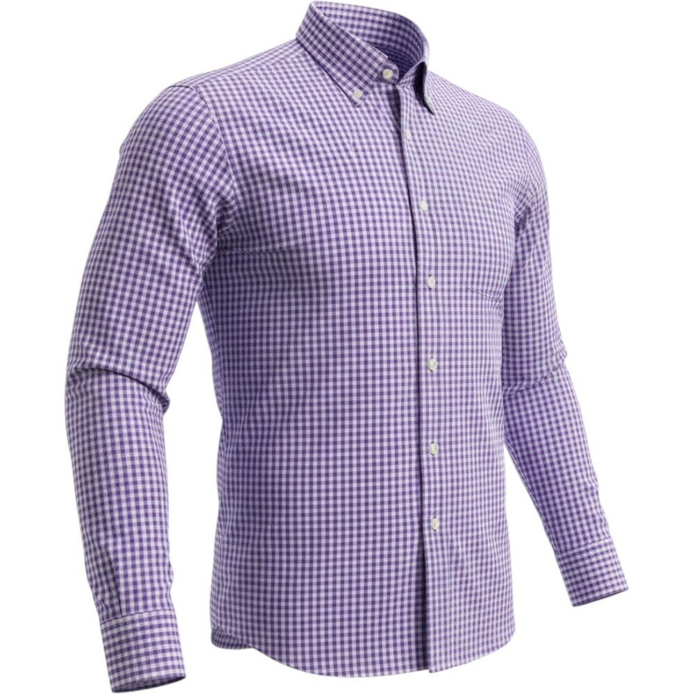 Gitman Bros Tailored Fit Purple White Gingham Button Down Shirt Men's L USA